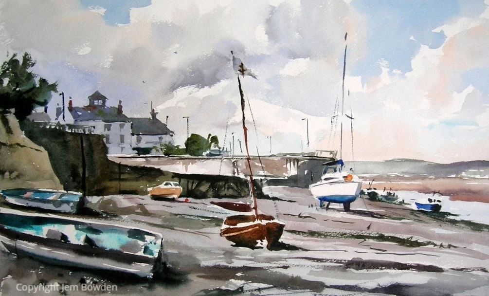 Plein air painting - Appledore harbour at low tide. Plein air painting - Appledore harbour at low tide.
