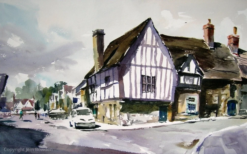 Plein air painting - A corner of Lacock. Plein air painting - A corner of Lacock.