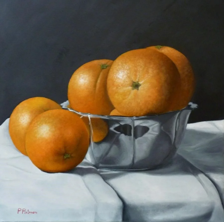 Silver bowl with oranges Silver bowl with oranges