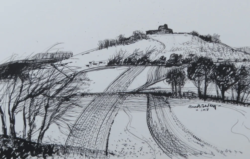 Stafford Castle from the West - Reed Pen + India Ink. Stafford Castle from the West - Reed Pen + India Ink.
