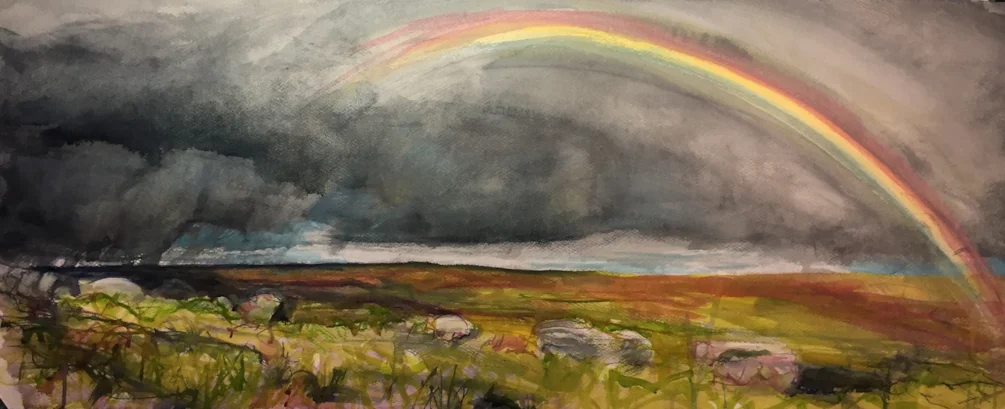 Another rainbow over the Roaches. Ink on 90x37 watercolour Another rainbow over the Roaches. Ink on 90x37 watercolour