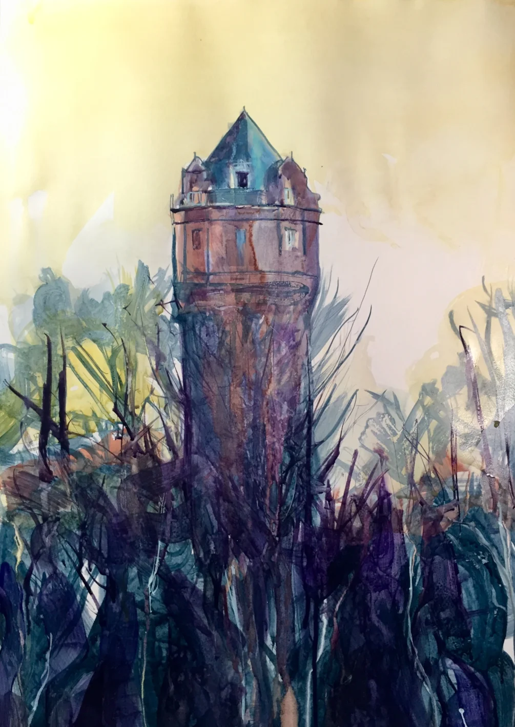Cheddleton water tower, ink on A2 Cheddleton water tower, ink on A2