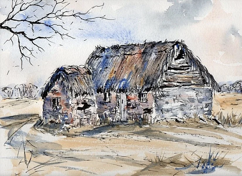 Old Leanach Cottage, Culloden Moor battlefield Old Leanach Cottage, Culloden Moor battlefield