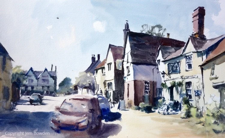 Housemartin outside The George, Lacock, en plein air Housemartin outside The George, Lacock, en plein air