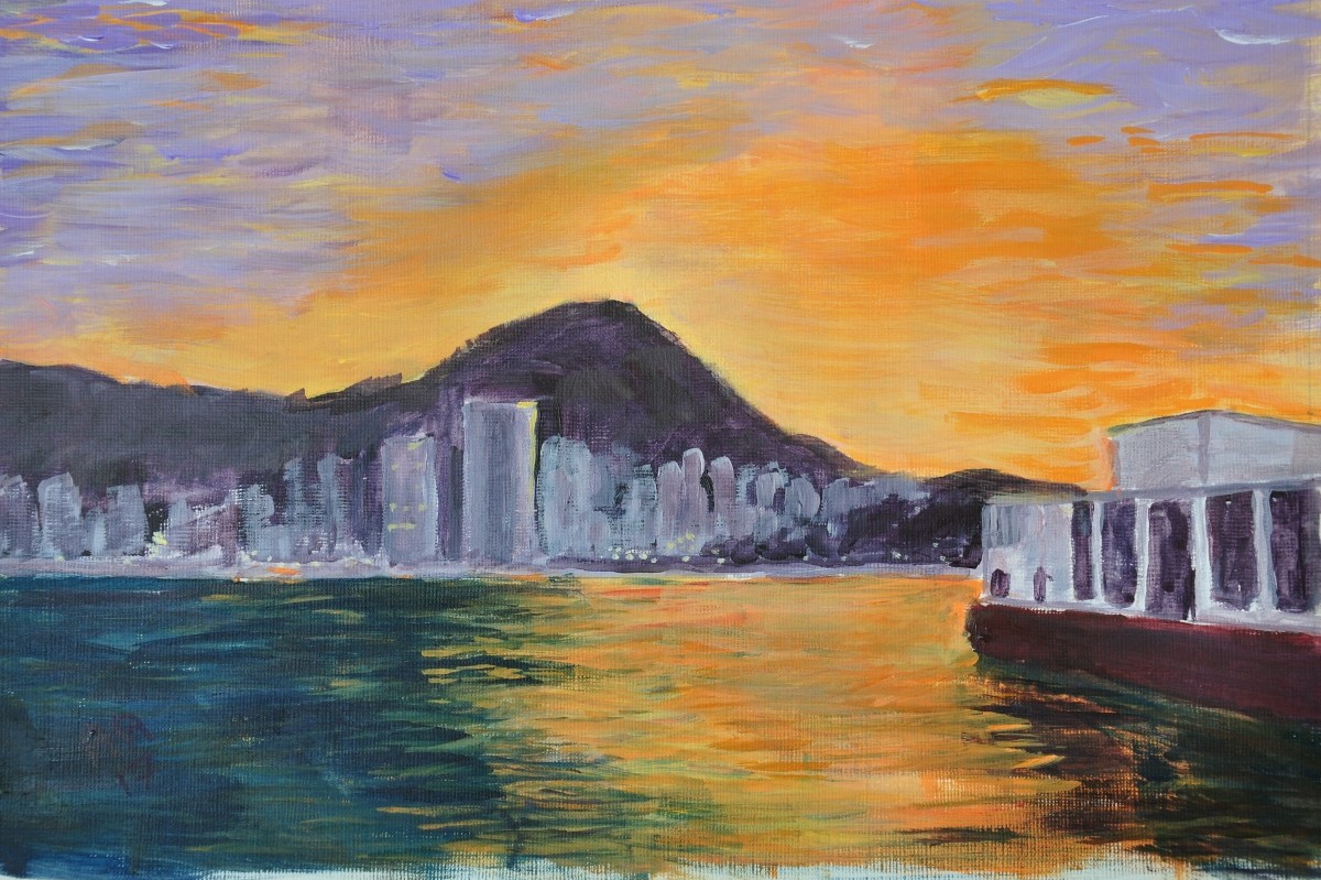 Hong Kong Harbour from the Star Ferry.  Sunset.