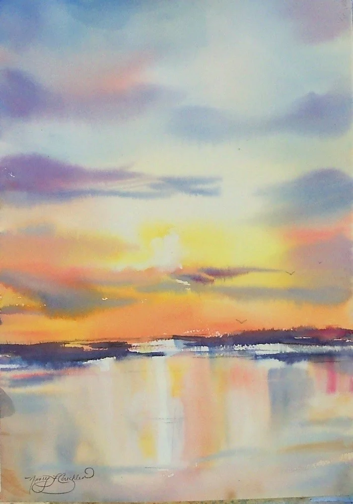 watercolor sunset watercolor sunset