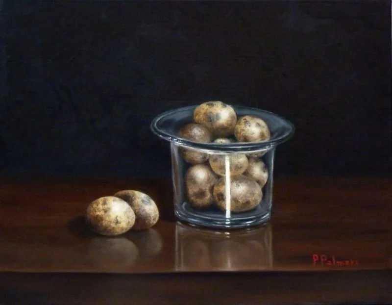 Bowl glass and quail eggs Bowl glass and quail eggs