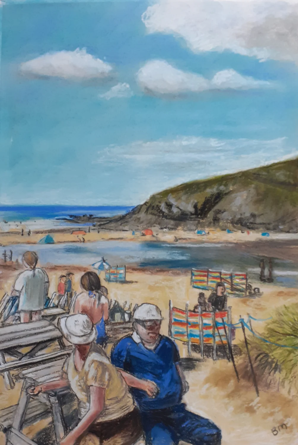 A Day At The Beach - Poldhu, Cornwall - Soft pastel and pastel pencil on sand coloured MiTientes paper - 30th March 2023 A Day At The Beach - Poldhu, Cornwall - Soft pastel and pastel pencil on sand coloured MiTientes paper - 30th March 2023