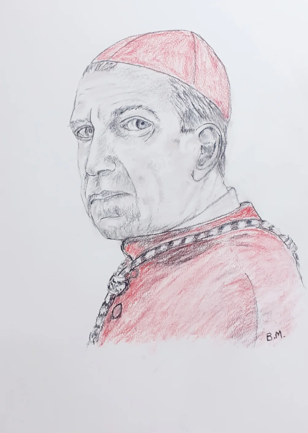 Conclave - Charcoal and pastel pencil sketch of Ralph Feinnes on cartridge paper - February 15th 2025 Conclave - Charcoal and pastel pencil sketch of Ralph Feinnes on cartridge paper - February 15th 2025