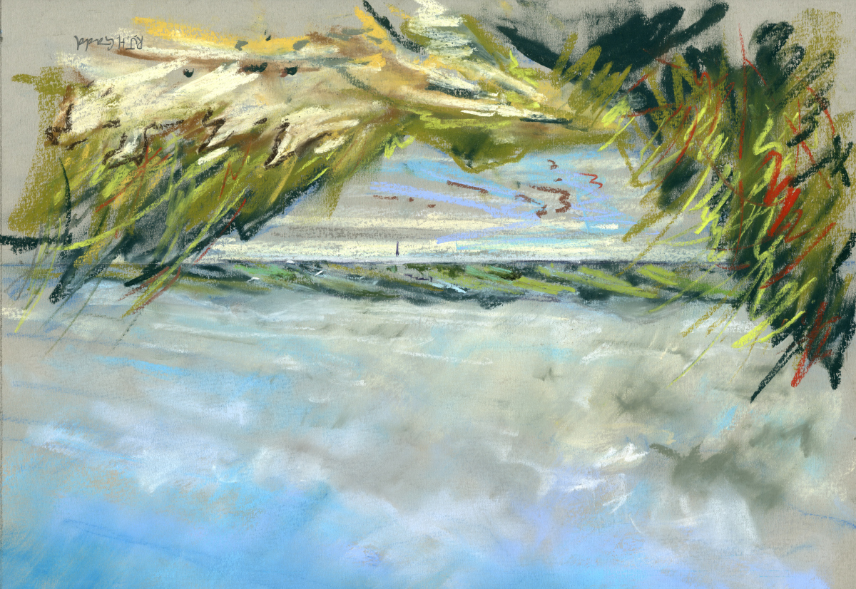 From Holy Island Dunes, pastel demo 11.7.25.