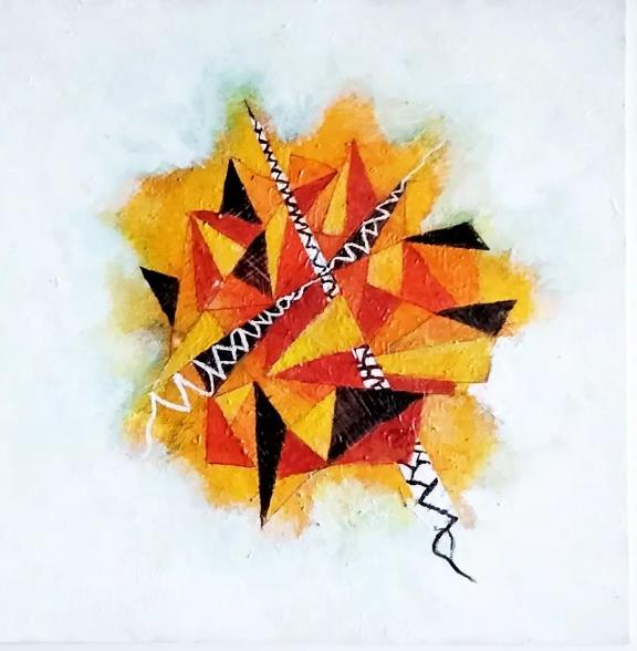 Into the Flames. 40x40cms