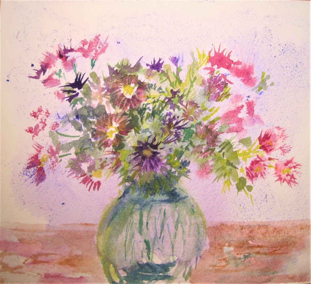 Michaelmas daisies, watercolour Michaelmas daisies, watercolour