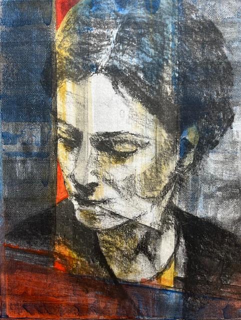 PENCIL DRAWING COPIED, PRINTED ONTO CARTRIDGE PAPAER AND PAINTED