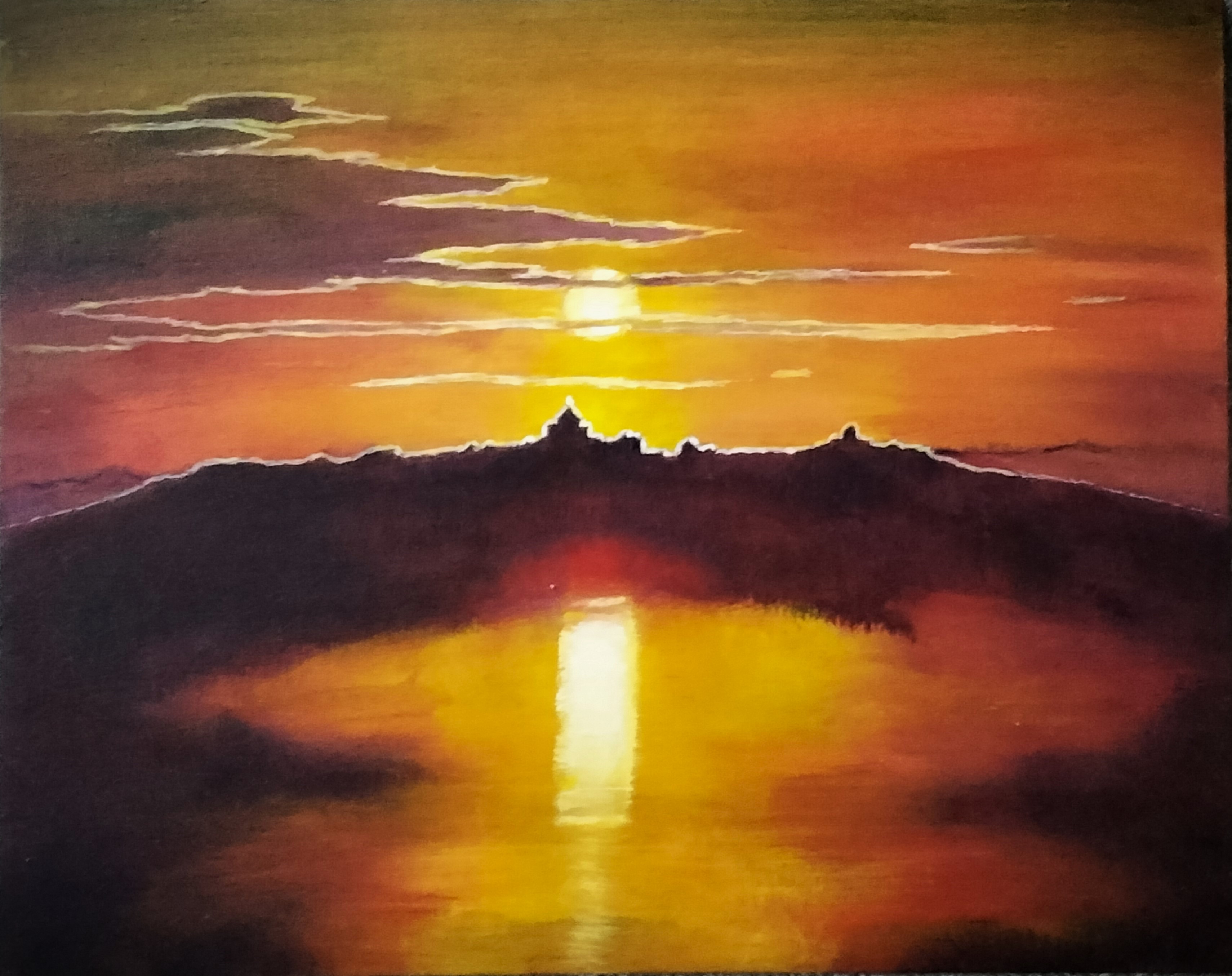 Rye Dawn 2  Acrylic on A3 Canvas Board