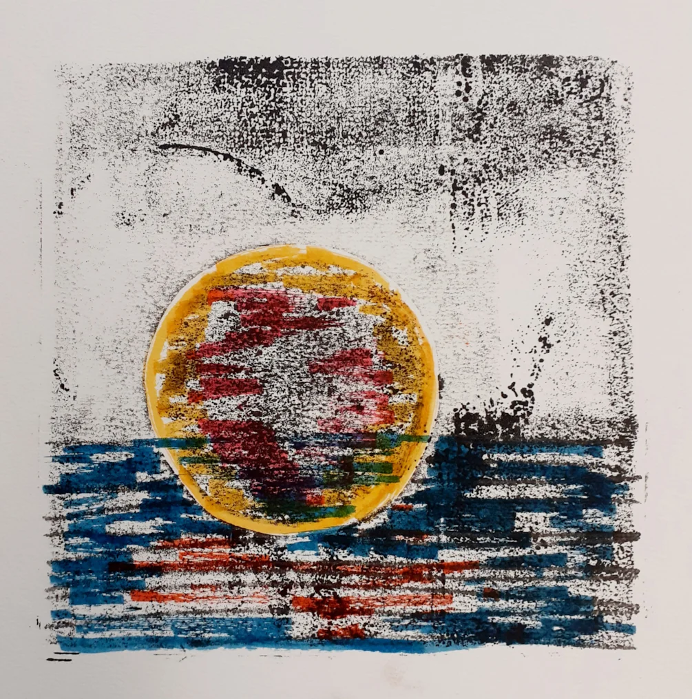 Sunset 3 - Mixed media (monoprint coloured with water based brush pen) 20th Sept 2023 Sunset 3 - Mixed media (monoprint coloured with water based brush pen) 20th Sept 2023