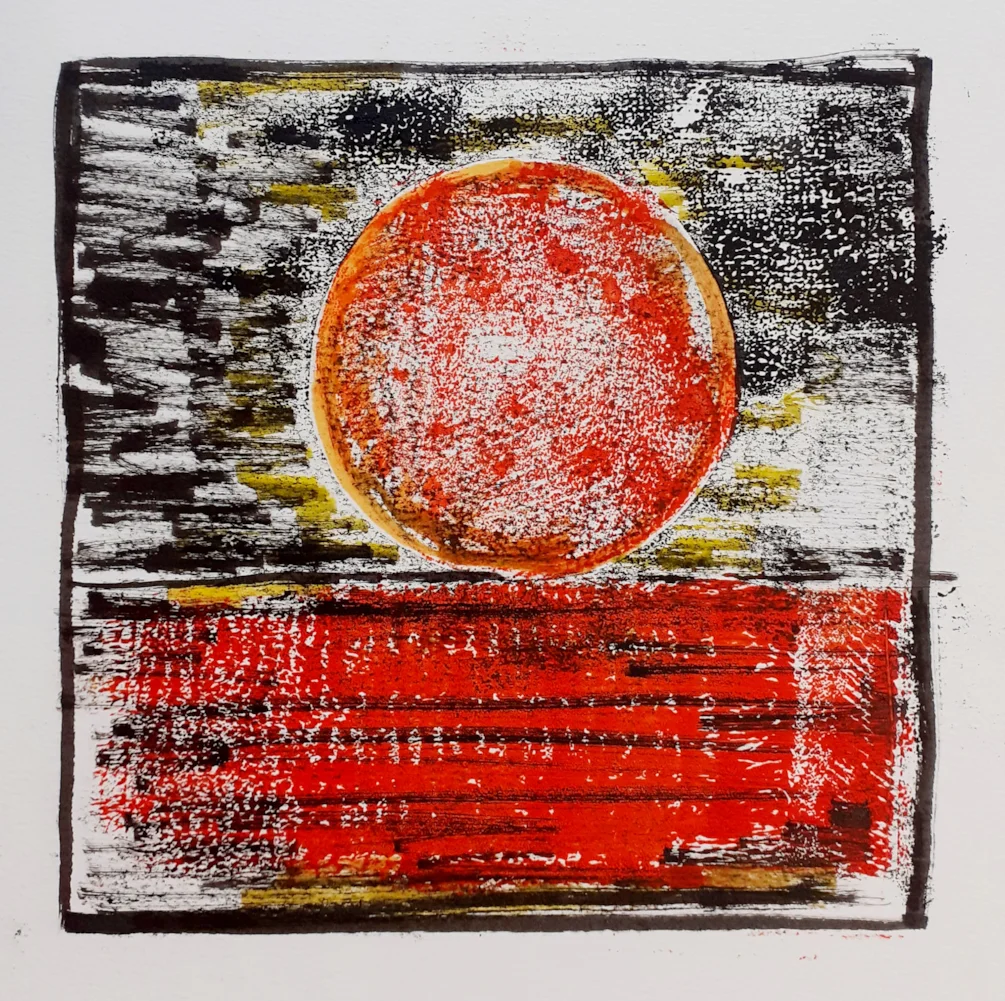 Sunset 4 - Mixed media (monoprint coloured with water based brush pen) 20th Sept 2023 Sunset 4 - Mixed media (monoprint coloured with water based brush pen) 20th Sept 2023