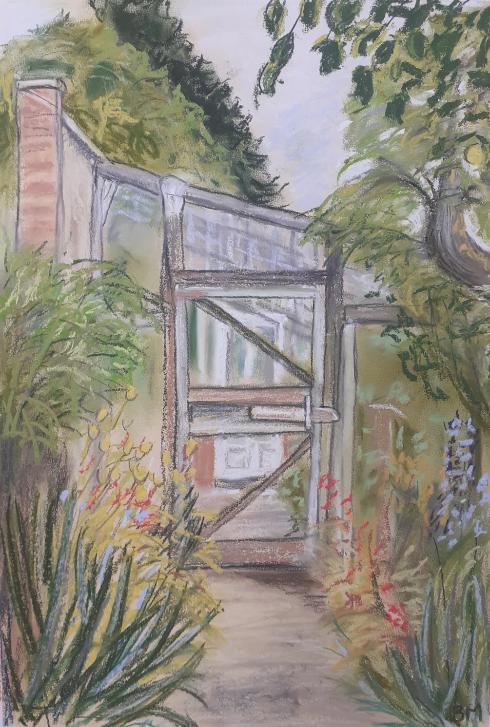 The Greenhouse Path - Pastel and pastel pencil on sand coloured Canson Mi-Tientes paper - 26th July 2024 The Greenhouse Path - Pastel and pastel pencil on sand coloured Canson Mi-Tientes paper - 26th July 2024