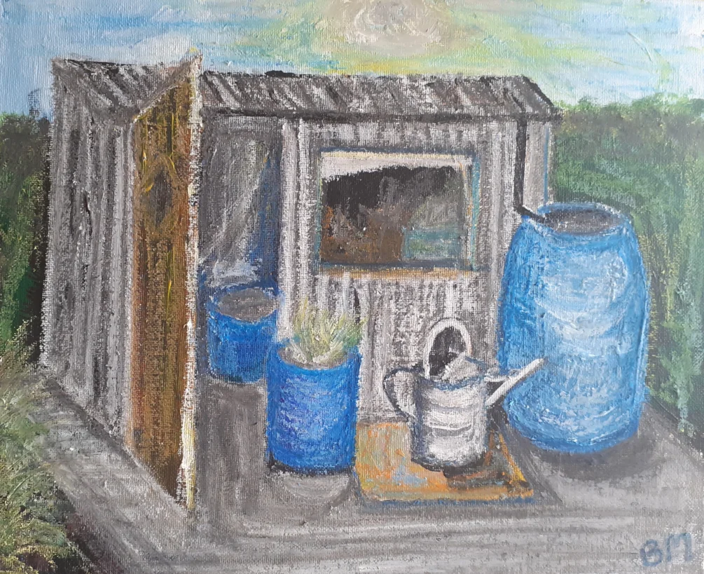 The Potting Shed - Mixed Media (Acrylic and Oil Pastel) - April 4th 2021 The Potting Shed - Mixed Media (Acrylic and Oil Pastel) - April 4th 2021
