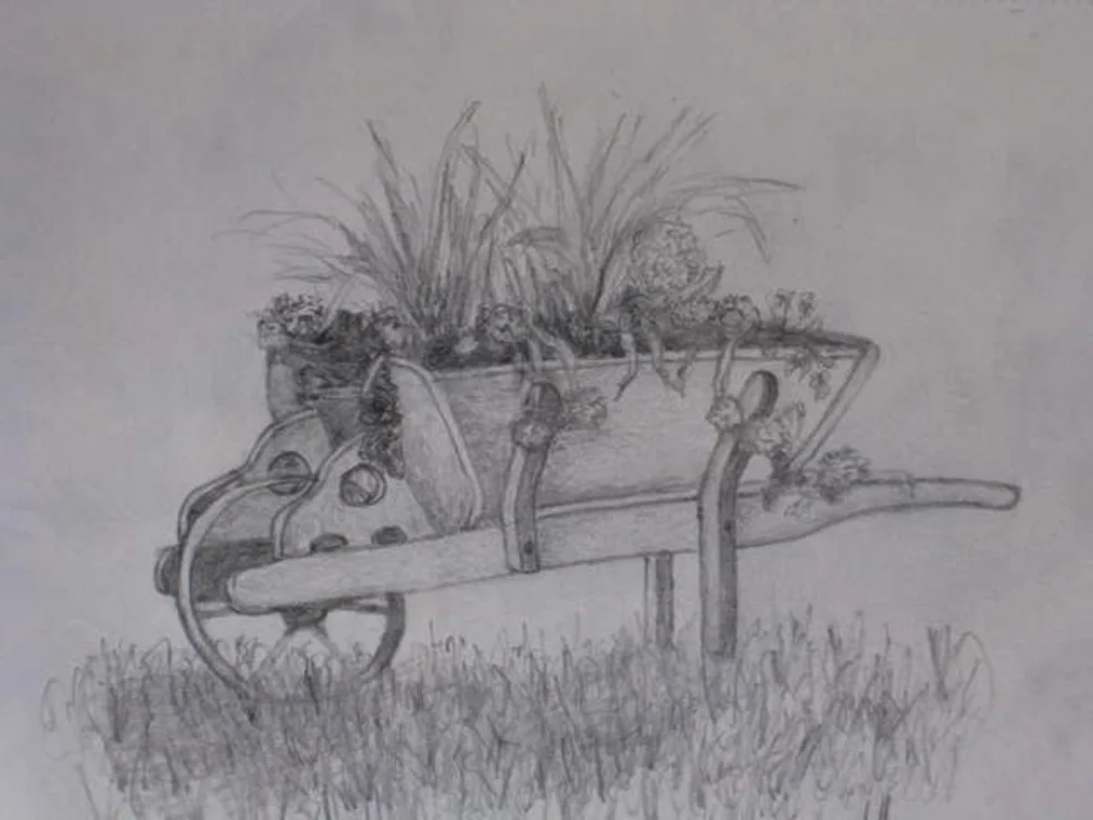 Wheelbarrow of flowers-graphite Wheelbarrow of flowers-graphite