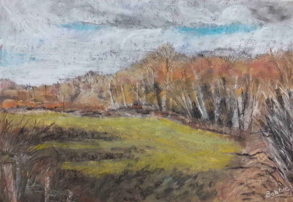Winter Landscape - Along The Corn Brook - Pastel on brown Canson Mi Tientes paper - Jan 14th 2022 Winter Landscape - Along The Corn Brook - Pastel on brown Canson Mi Tientes paper - Jan 14th 2022