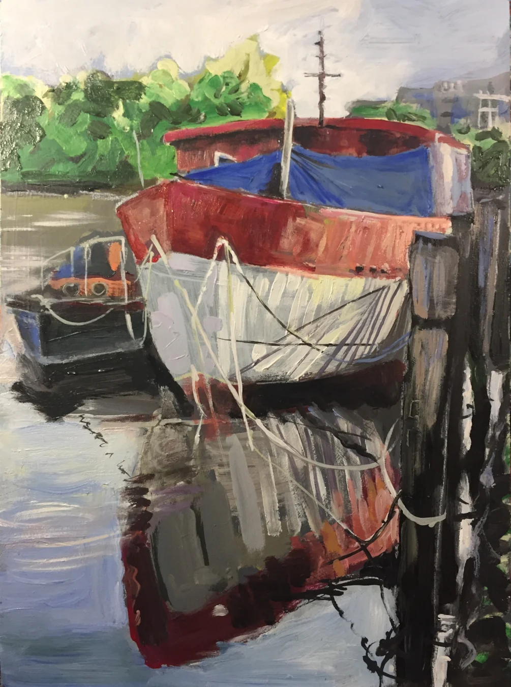 On the Thames near Kew bridge, acrylic on 30x40cm board On the Thames near Kew bridge, acrylic on 30x40cm board