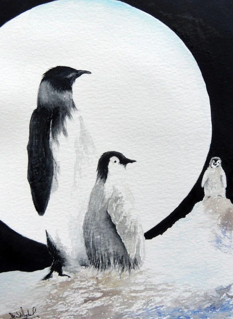 Penguins in Wintery Moonlight Penguins in Wintery Moonlight
