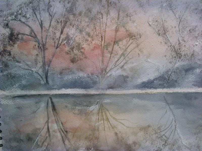 Dusk on a snowy River Lea Dusk on a snowy River Lea