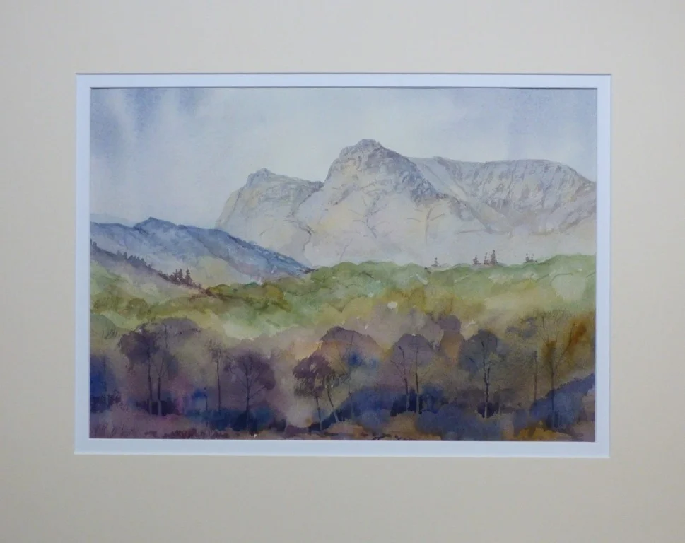 Langdale Pikes from Wray Castle second painting Langdale Pikes from Wray Castle second painting