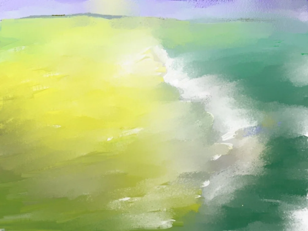 Sea, sand and distant shore Sea, sand and distant shore