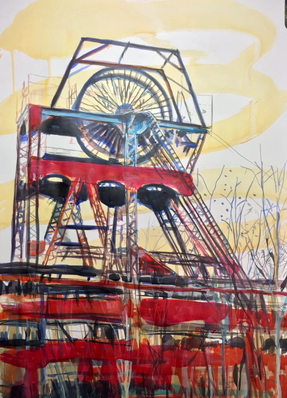 Chatterley Whitfield Winding Head No2, ink on A2 Chatterley Whitfield Winding Head No2, ink on A2