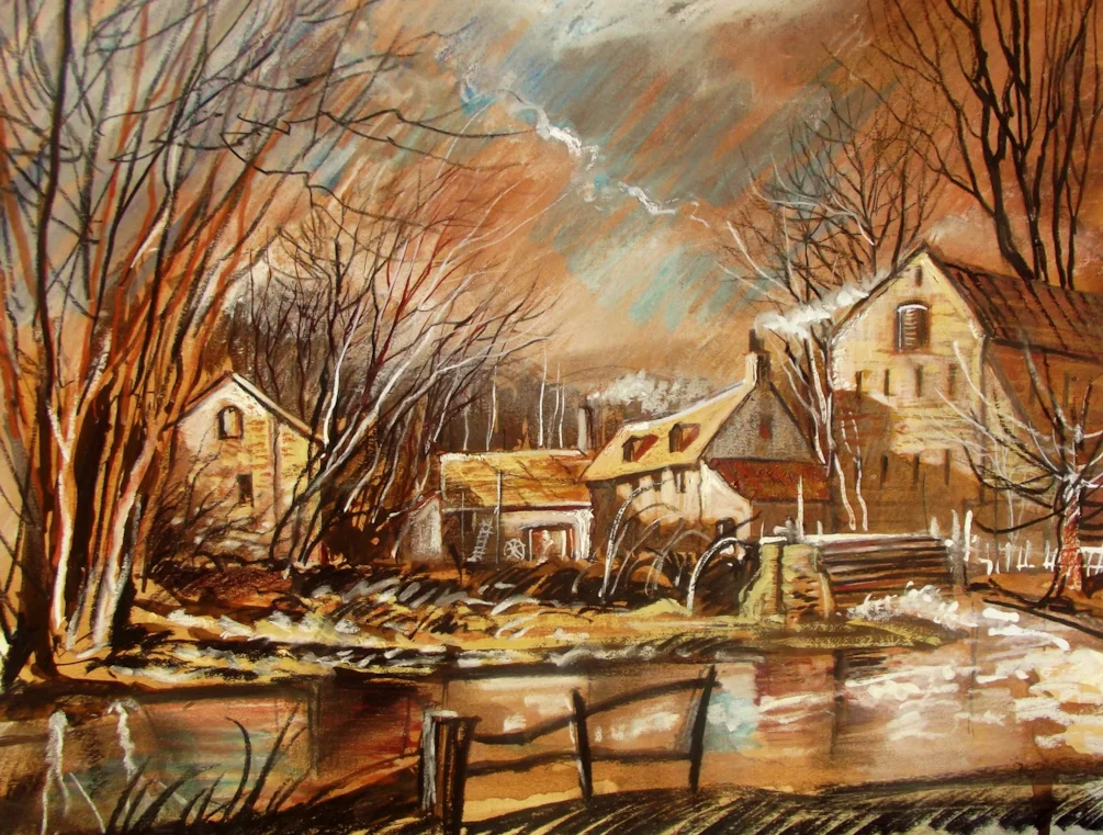 Old Barns - Pastel Old Barns - Pastel