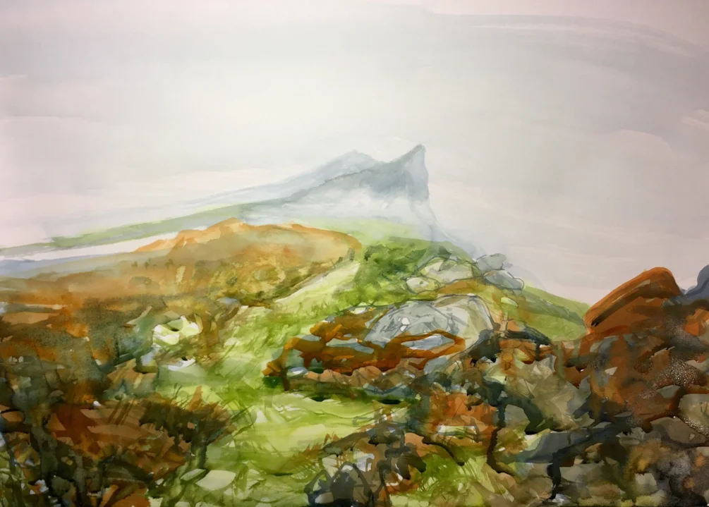 Ramshaw rocks in the mist, ink on A2 Ramshaw rocks in the mist, ink on A2