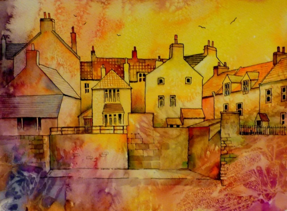 Staithes cottages on the harbour wall Staithes cottages on the harbour wall