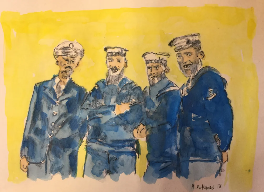 A ‘crate’ of Aircraft Handlers ashore. A ‘crate’ of Aircraft Handlers ashore.