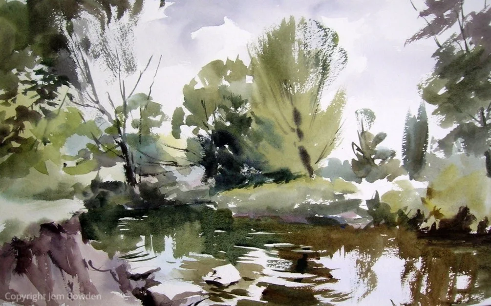 The river in May, Bradford-on-Avon, en plein air. The river in May, Bradford-on-Avon, en plein air.