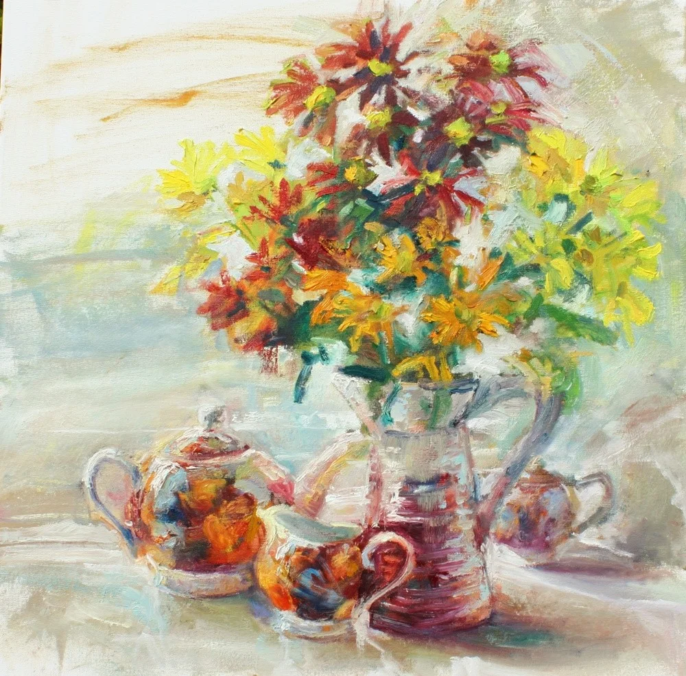 Flowers in Jug with Tea-set Flowers in Jug with Tea-set
