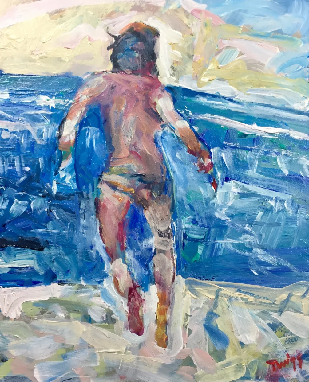 Time for a dip, looking forward to Summer. Acrylic on 8” by 10” Time for a dip, looking forward to Summer. Acrylic on 8” by 10”