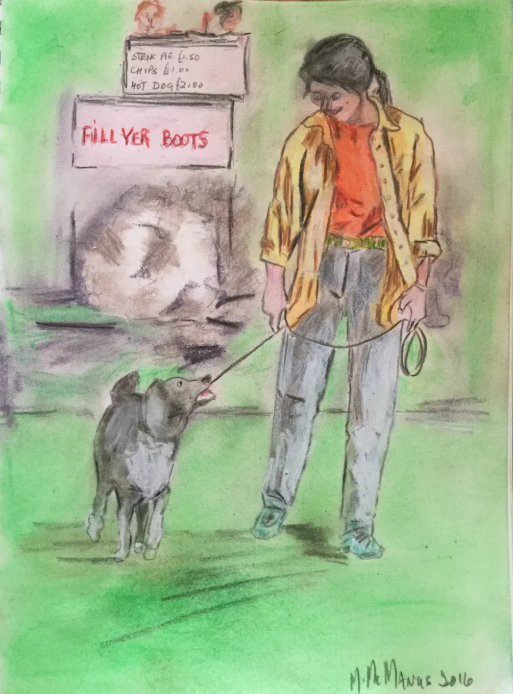 A Scottish woman and her dog who sold me some acrylic paint at Corbridge car boot today A Scottish woman and her dog who sold me some acrylic paint at Corbridge car boot today
