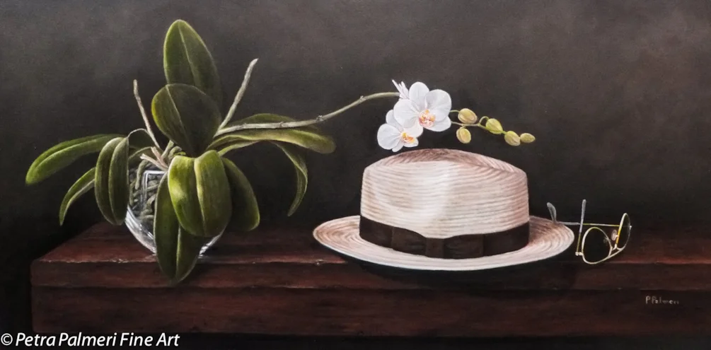 Panama hat and orchid Panama hat and orchid