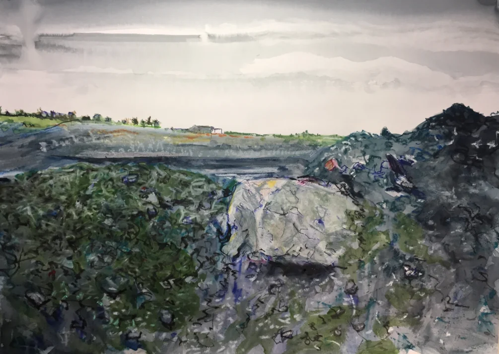 Large lump of shale in quarry near Caldon Mill, ink and stuff on A2 cartridge Large lump of shale in quarry near Caldon Mill, ink and stuff on A2 cartridge
