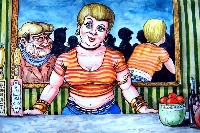 A bar at the Olde Dog and Duck.