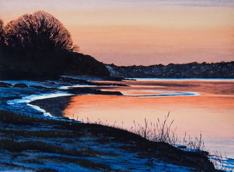 How to paint a winter sunset