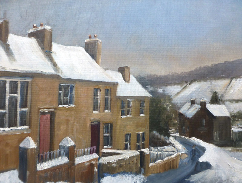 How to paint a snowladen street scene in oils