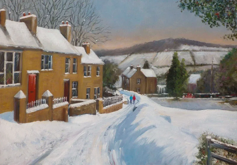 How to paint a snowladen street scene in oils