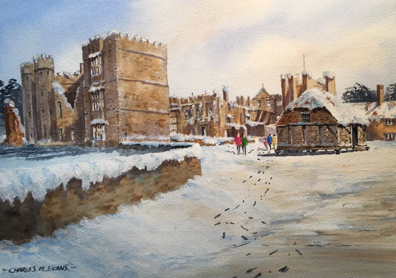 How to paint a village scene in winter