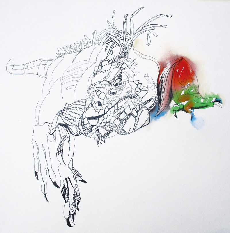 How to paint a green iguana