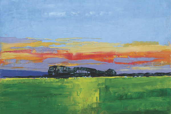 Last Light over Washstones by Tim Fisher, canvas covered board, 7x10in (20.5x25.5cm)