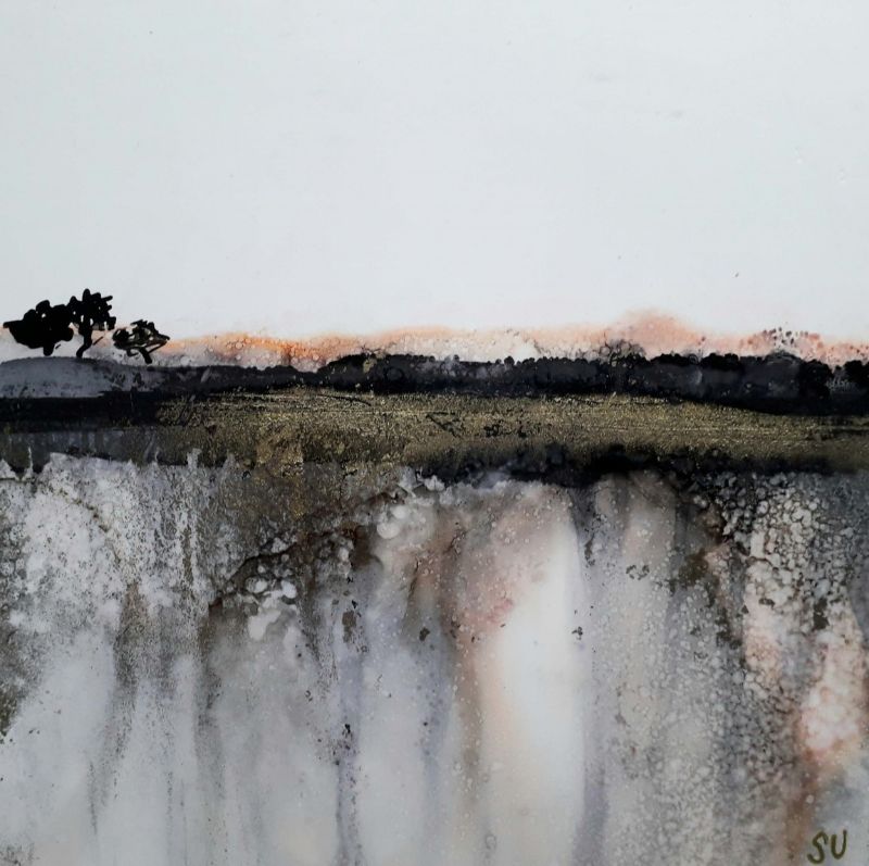 How to paint an abstract landscape using alcohol inks