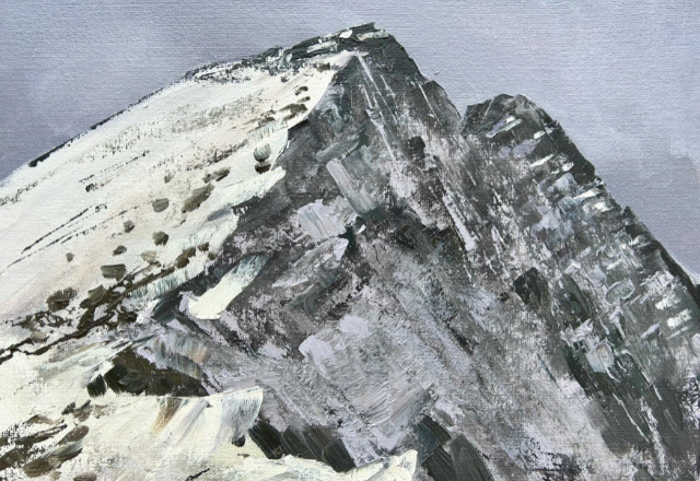 Winter mountain scene with DJ