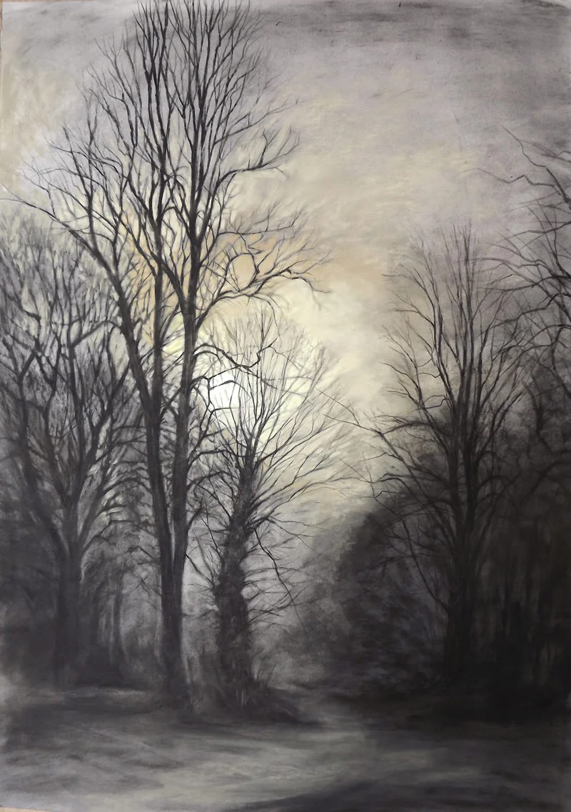 How to draw winter trees